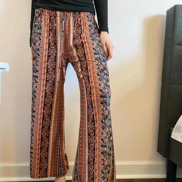 Pants - Wide Leg Abstract Floral Boho Pants
